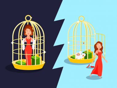 Marriage Golden Cage Concept clipart