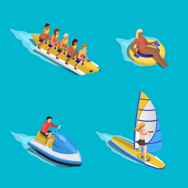 Water Riding People Set — Stock Vector