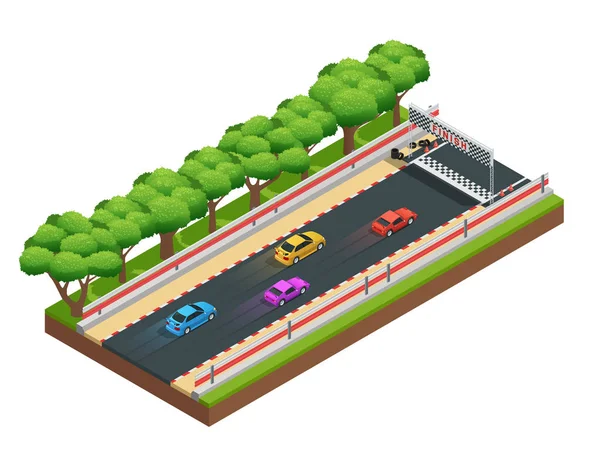 Jeu Speedway Isometric Composition — Image vectorielle