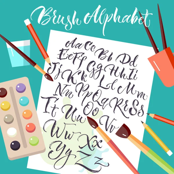 Feuille de papier avec alphabet dessiné à la main — Image vectorielle