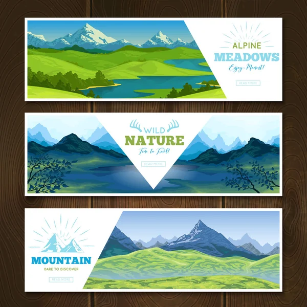 Set de Banners Alpine Meadows — Vector de stock