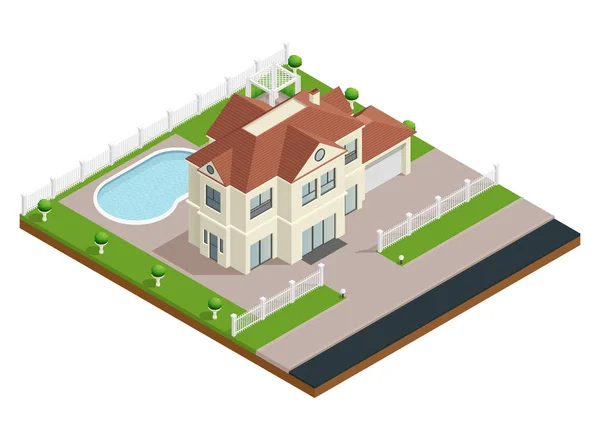 Banlieue Maison Bâtiment Composition — Image vectorielle