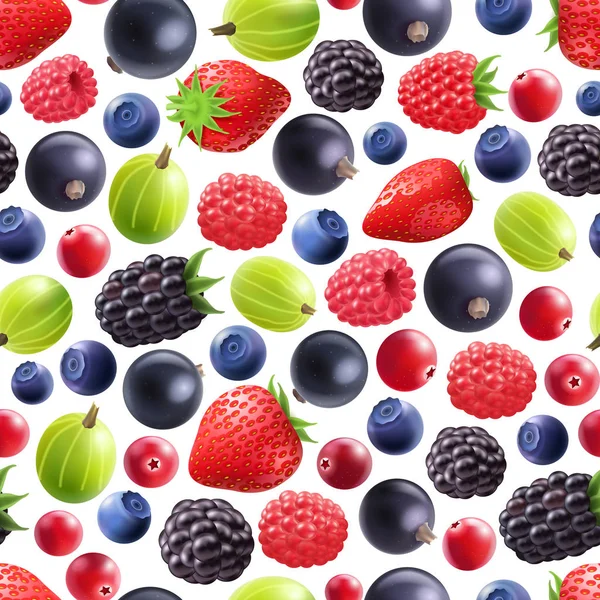 Realistic Berries Seamless Pattern — Stock Vector