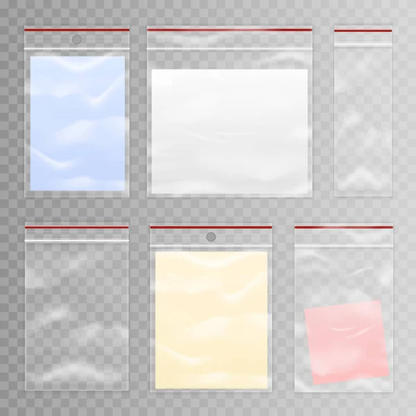 Full And Empty Transparent Plastic Bag Set — Stock Vector