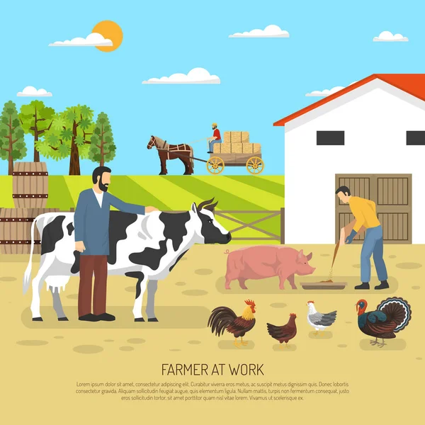 Farmer At Work Background — Stock Vector