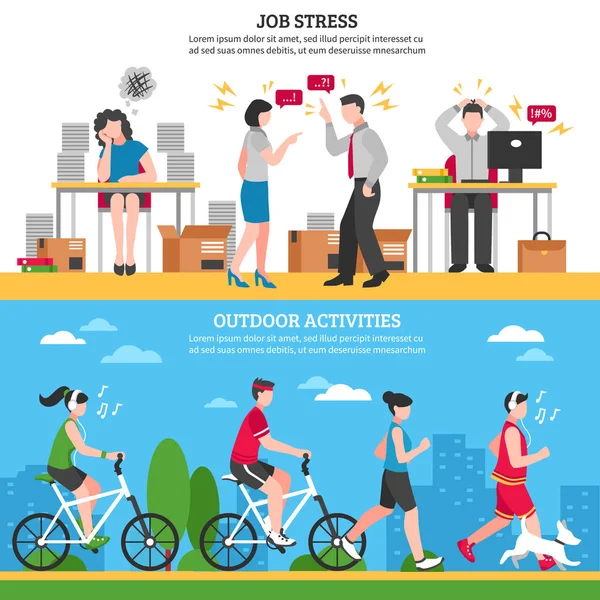 Stress en ontspanning Banners — Stockvector