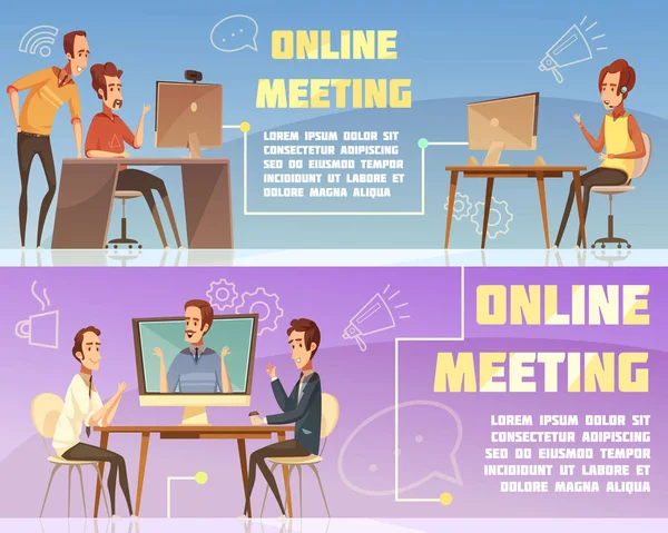 Ensemble de bannières de réunion en ligne — Image vectorielle