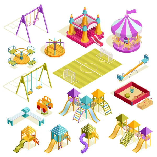 Isometrische Sammlung von Spielplätzen — Stockvektor