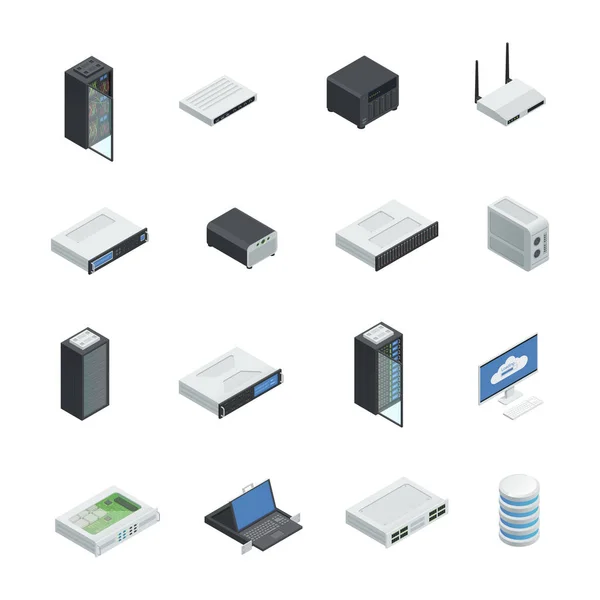 Ensemble d'icônes de centre de données — Image vectorielle