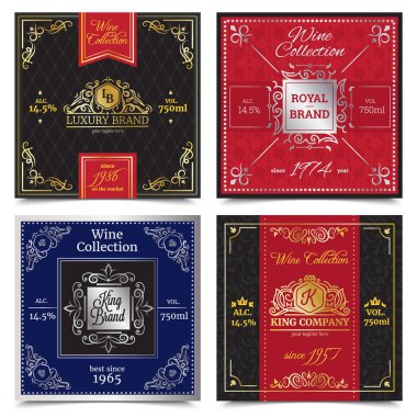 Zarif lüks etiketleri tasarım konsepti