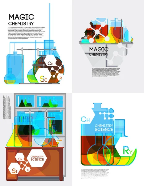 Ensemble d'affiches de chimie magique — Image vectorielle