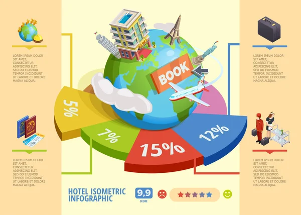 Infographies de l'hôtel Isometric — Image vectorielle