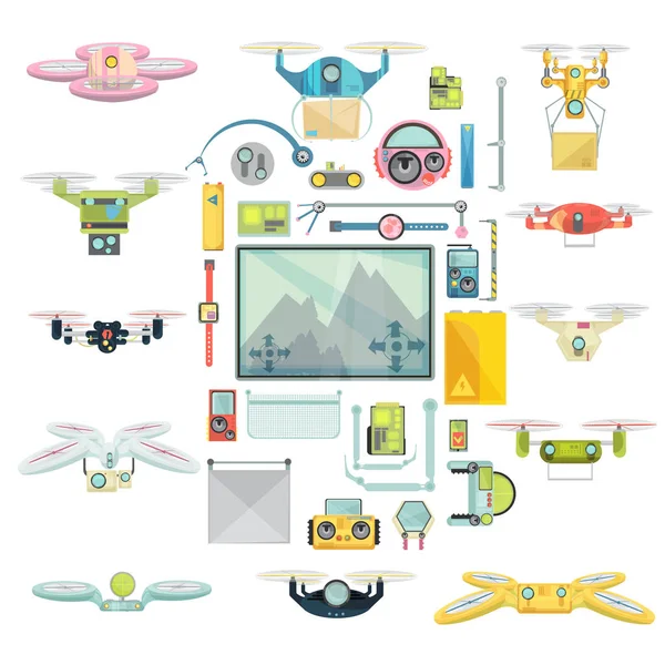 Utilisation de Drones Group Set — Image vectorielle