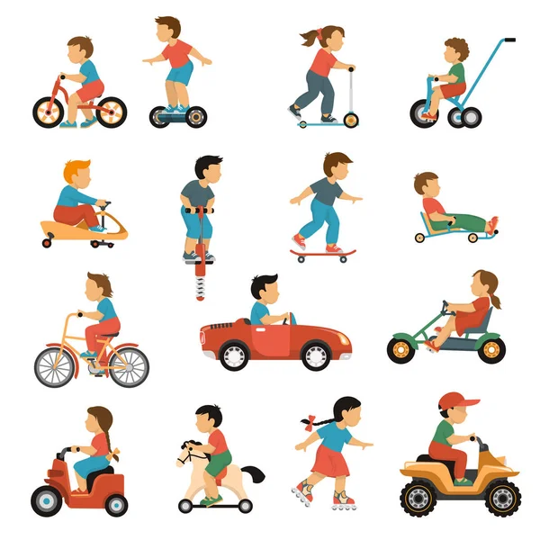 Conjunto de iconos de transporte para niños — Archivo Imágenes Vectoriales