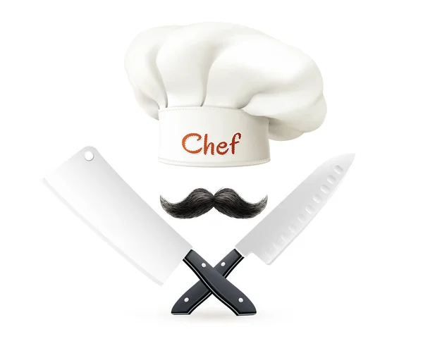 Chapeau De Chef Moustache Et Couteaux — Image vectorielle