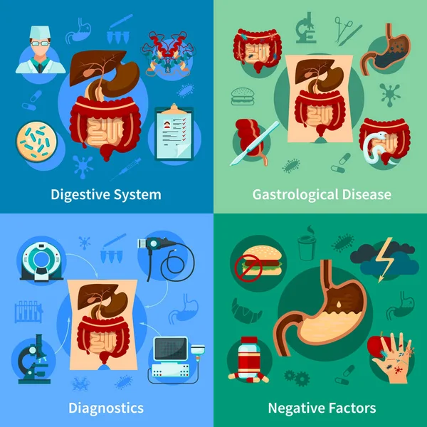 Conjunto de ícones do sistema digestivo —  Vetores de Stock