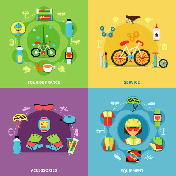 Kerékpár fogalmát ikonok beállítása — Stock Vector
