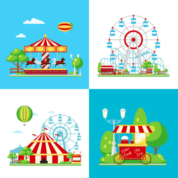 Colored Amusement Park Composition 