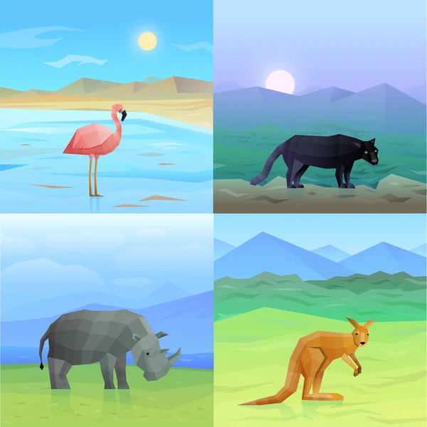 Animals Background Set — Stock Vector