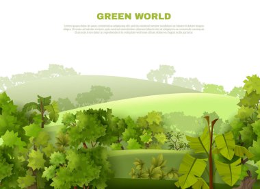 Yeşil dünya dalgalı manzara Eco Poster 