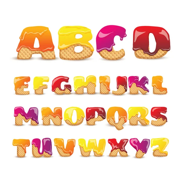 Gecoate wafeltjes zoete alfabet Letters Set — Stockvector