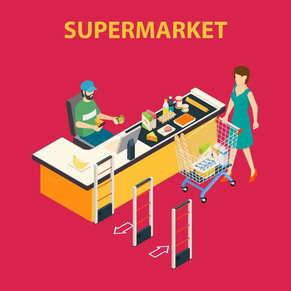Shopping Mall Supermarket Compoziție — Vector de stoc