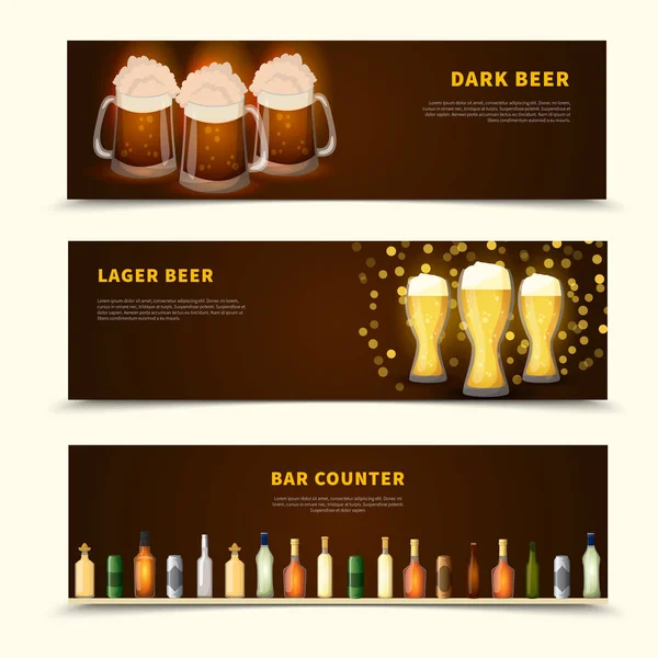 Banners de cerveja conjunto — Vetor de Stock