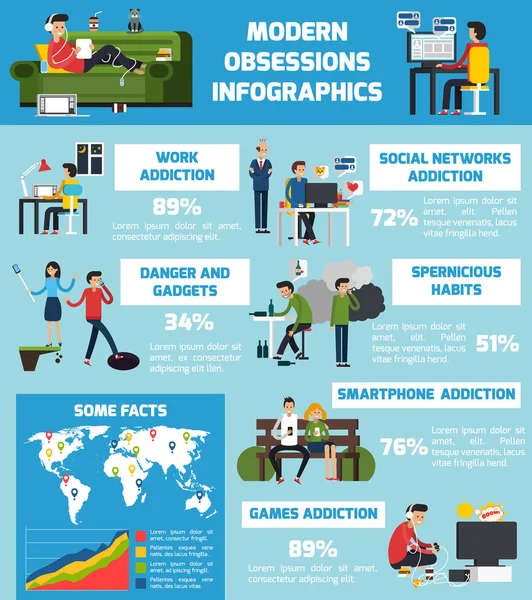 Infografías de obsesiones modernas — Archivo Imágenes Vectoriales