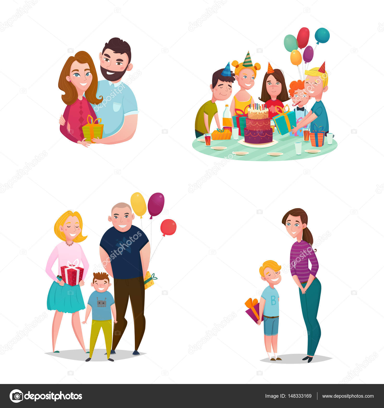 Family Gift Giving Set Stock Vector Image by ©macrovector #148333169