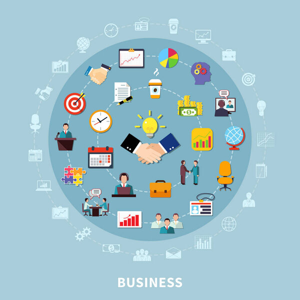 Business Pictograms Round Composition