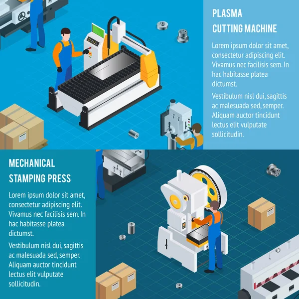 Mechanické továrně horizontální bannery — Stockový vektor