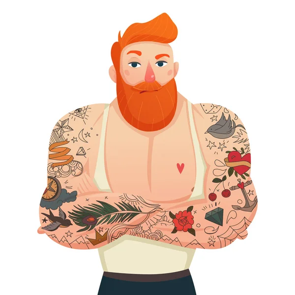 Figurine isolée pour homme tatoué — Image vectorielle