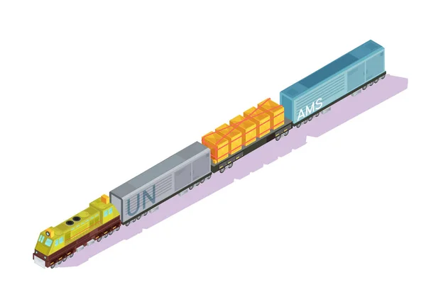 Composição Isométrica do Trem Ferroviário — Vetor de Stock