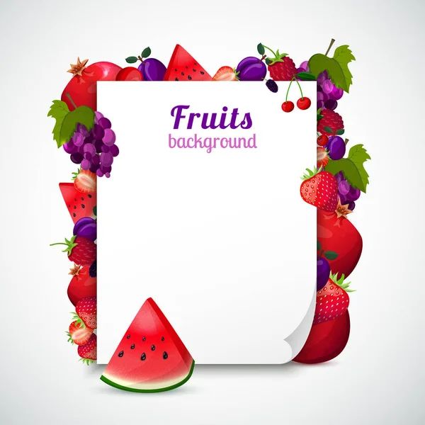 Foglio di frutta decorata di carta — Vettoriale Stock