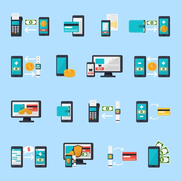 Mobile Commerce Icon Set — Stock Vector