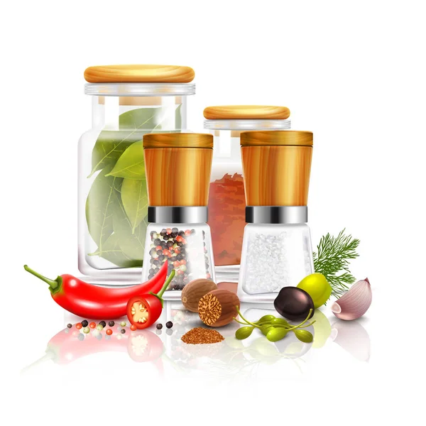 Spices 3D Composition — Stock Vector