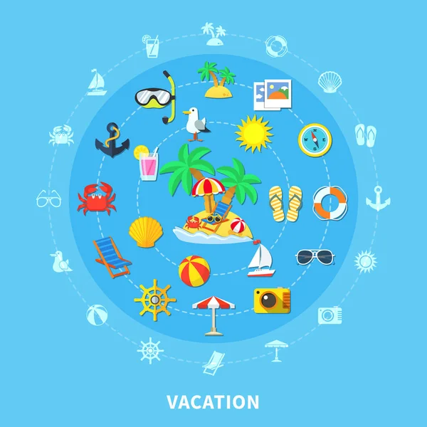 Summer Travel Icons Composition — Stock Vector
