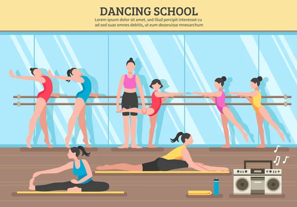 Escuela de baile Ilustración plana — Vector de stock