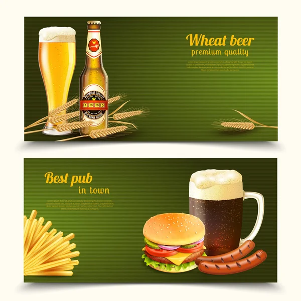 Banners de cerveja realista — Vetor de Stock