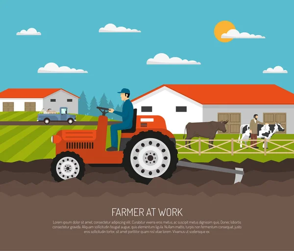 Agrimotor Works Farm Composition — Stock Vector