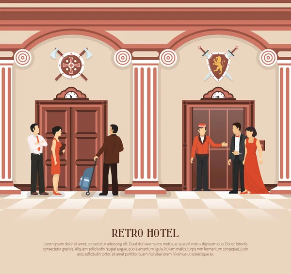 Retro Hotel Ascensor Fondo — Archivo Imágenes Vectoriales