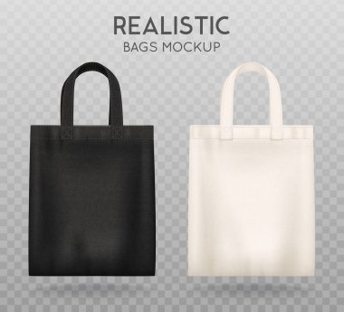 Black White Tote Bags Transparent Background clipart