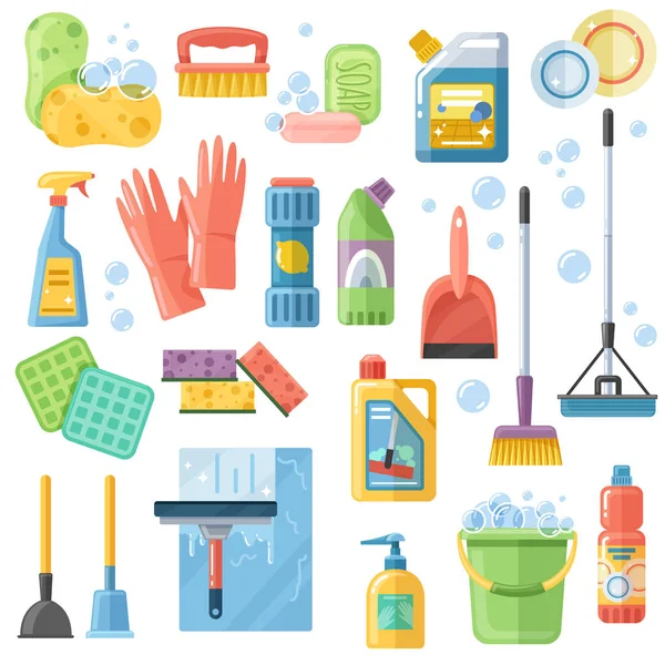 Cleaning SuppliesTools Flat Icons Set — Stock Vector