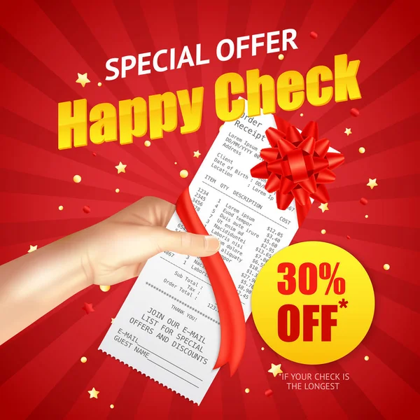 Shopping Sale Discount  Receipt Realistic Banner — Stock Vector
