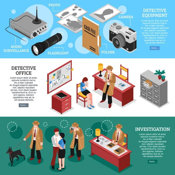 Oficial Investigador Banners Collection — Vector de stock