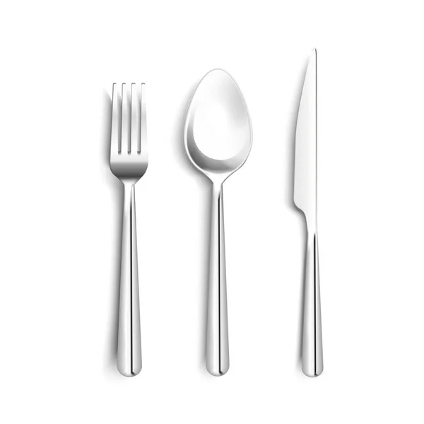 Metal Cutlery Realistic Set — Stock Vector