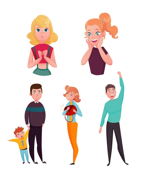 People Emotions Cartoon Characters Set — Stock Vector