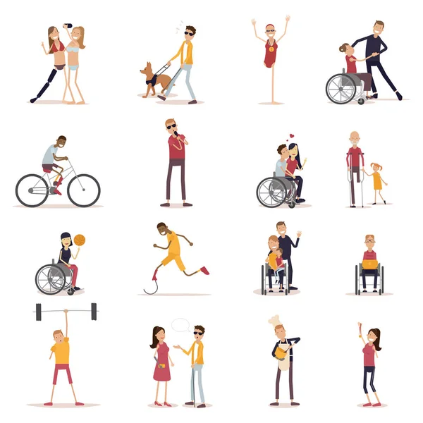 Engelli İnsanlar Icons Set — Stok Vektör