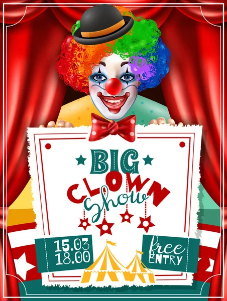 Circus Clown Toon uitnodiging advertentie Poster — Stockfoto