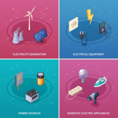 Elektrik kavramı Icons Set